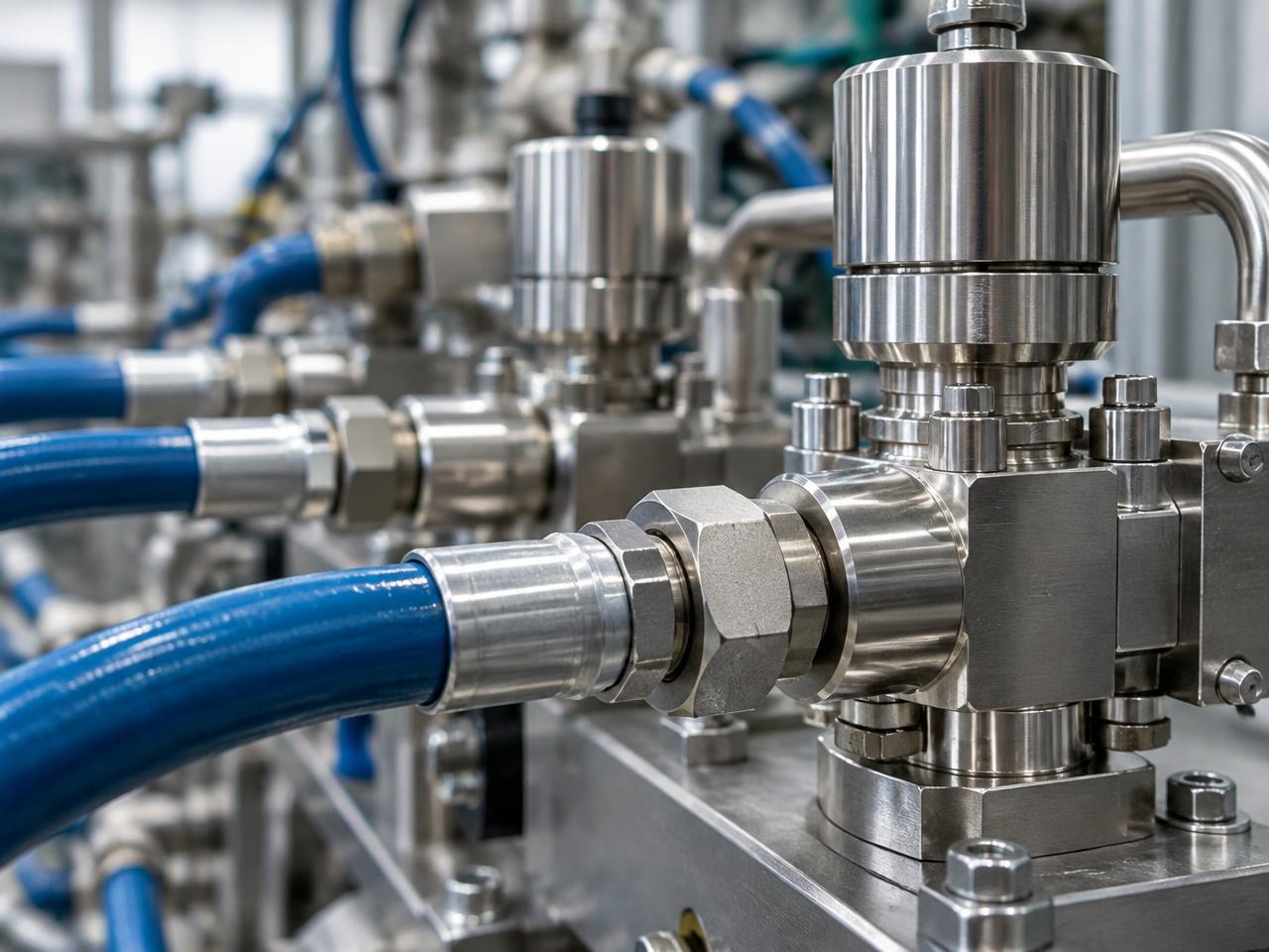 Precision hydraulic fittings, valves and industrial hoses